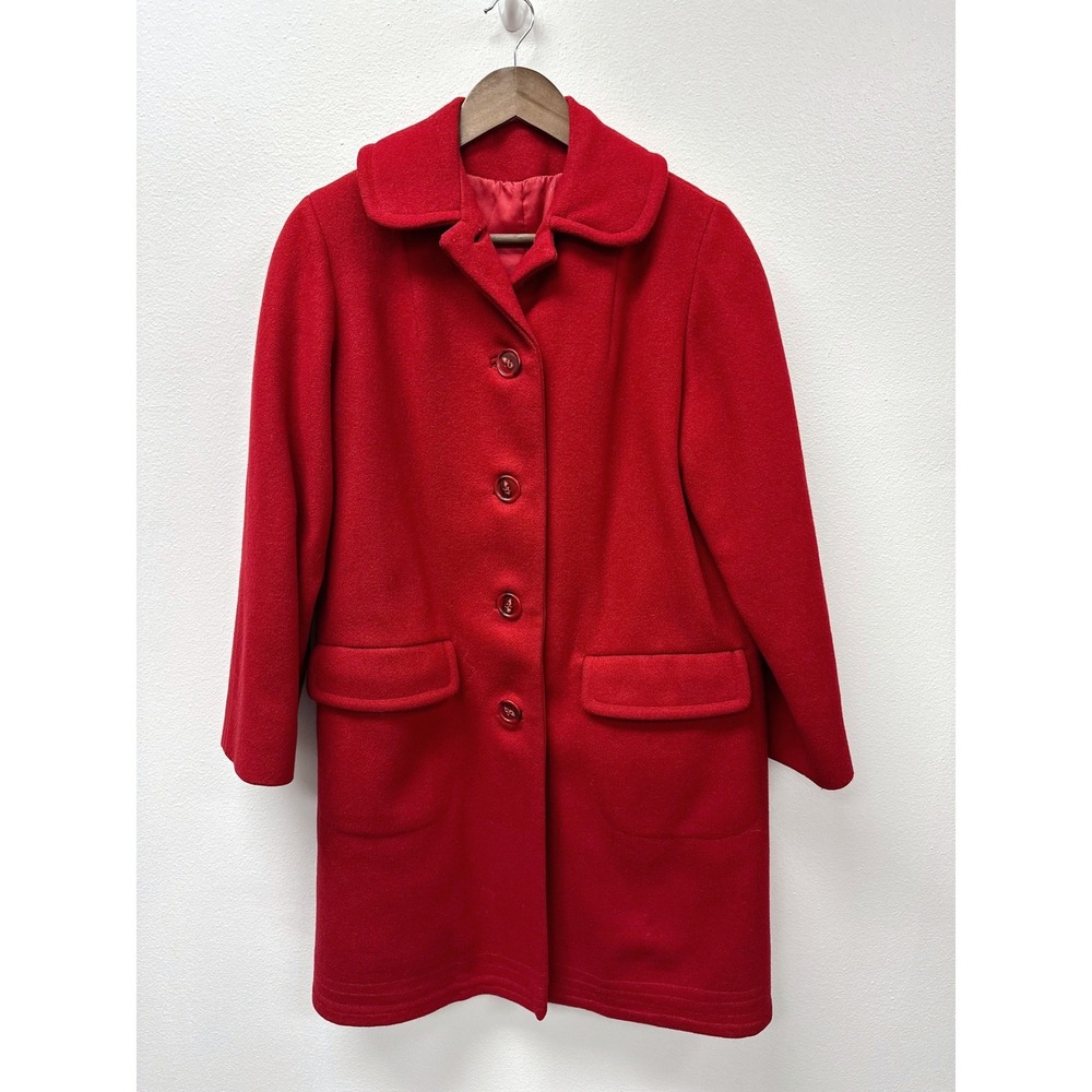 Unbranded Mod Wool Mid Length Car Overcoat Red M